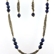 Bead 'n' Chain - <span style='font-size: 8pt; font-weight: normal;'>Length: 20"</span> - Blue Dumortierite