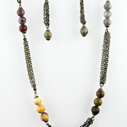 Bead 'n' Chain - <span style='font-size: 8pt; font-weight: normal;'>Length: 20"</span> - Multi Jasper