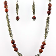 Bead 'n' Chain - <span style='font-size: 8pt; font-weight: normal;'>Length: 20"</span> - Red Jasper